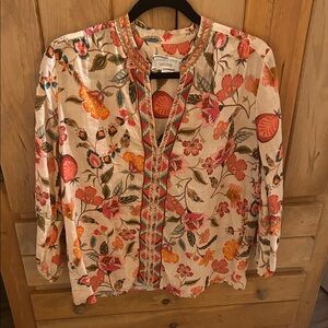Johnny Was Floral Embroidered Top